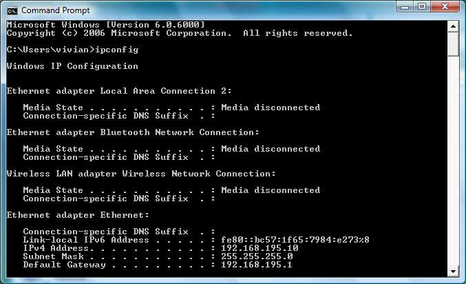 a screenshot of Windows command prompt